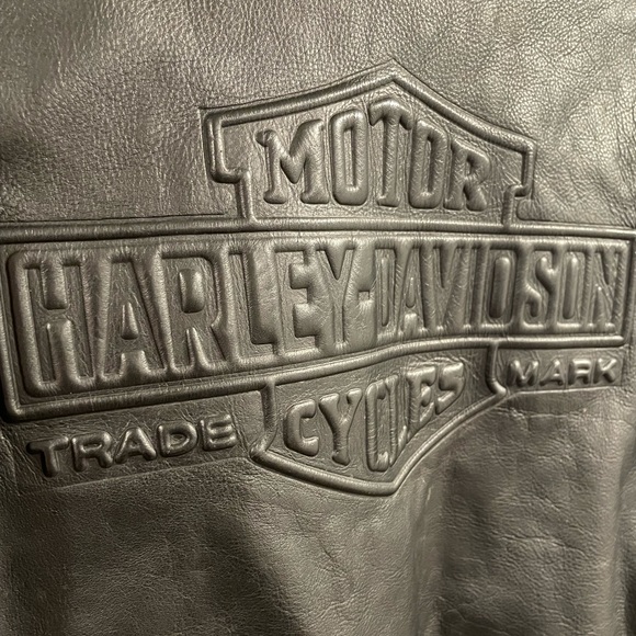 Vintage 80s 90s Harley Davidson Authentic Leather Biker Jacket Embossed Logo - Picture 7 of 16